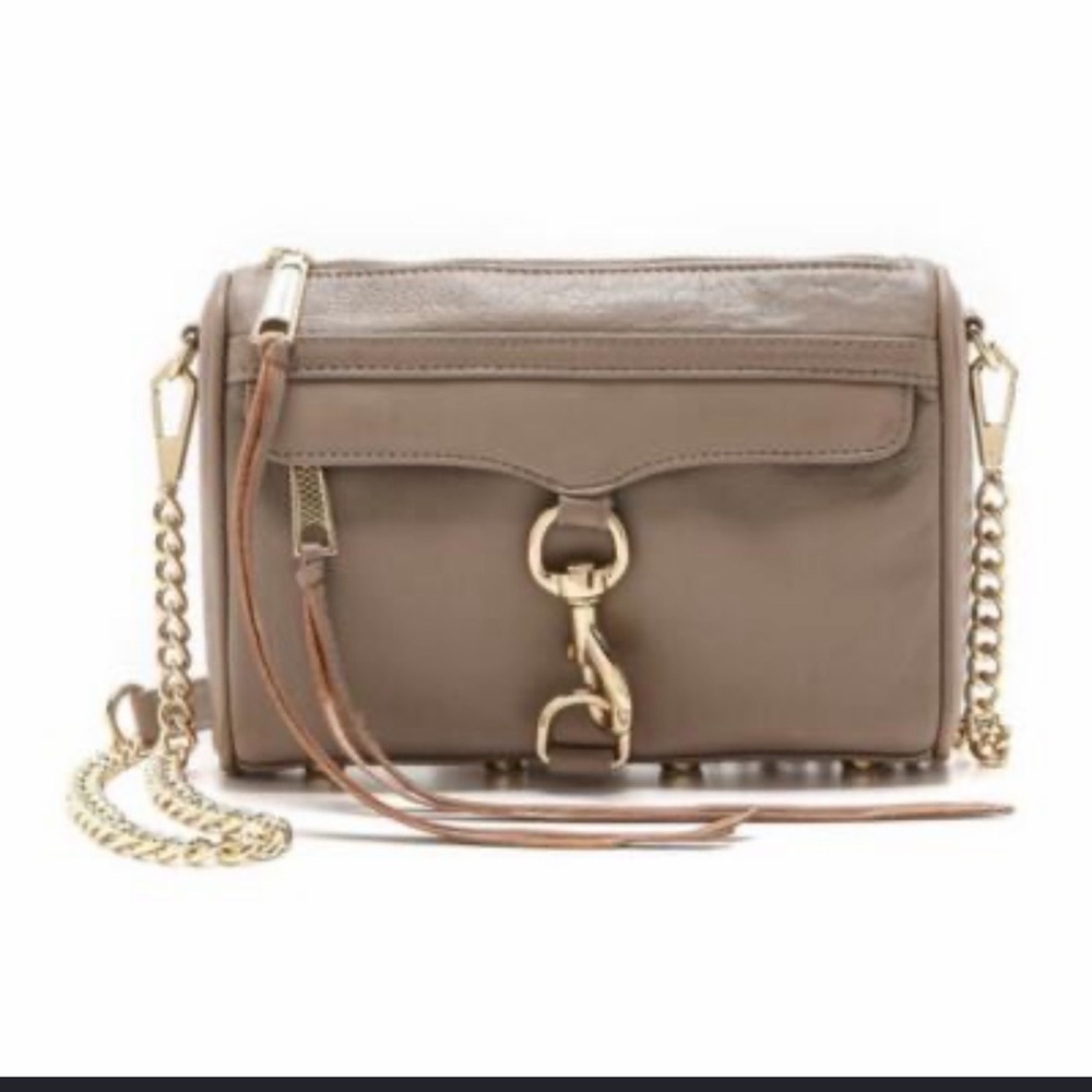 Rebecca Minkoff Mini Mac Crossbody in Taupe Brown Leather
